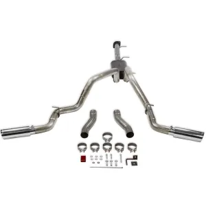 Flowmaster American Thunder Cat-Back Exhaust System - 3 in Diameter - Dual Side Exit - 4 in Polished Tips - 6.6 L - GM Fullsize Truck 2020-21