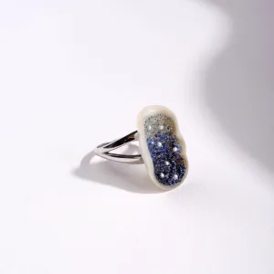 Freshwater Soufflé Pearl Geode Ring with Blue Sapphire Ombré Accented with Seed Pearls