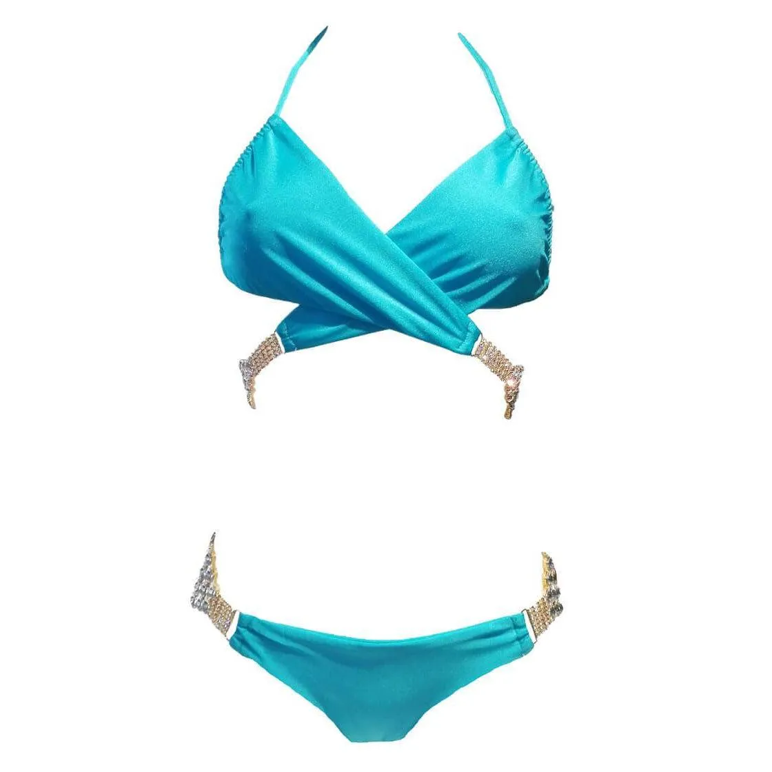 Gina Wrap Top & Skimpy Bottom - Turquoise