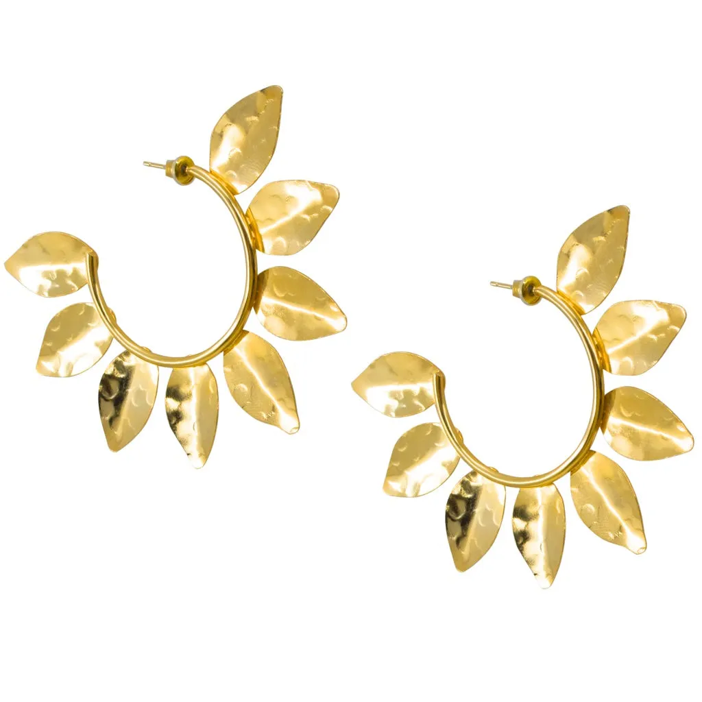 Golden Leaf Hoop Earrings