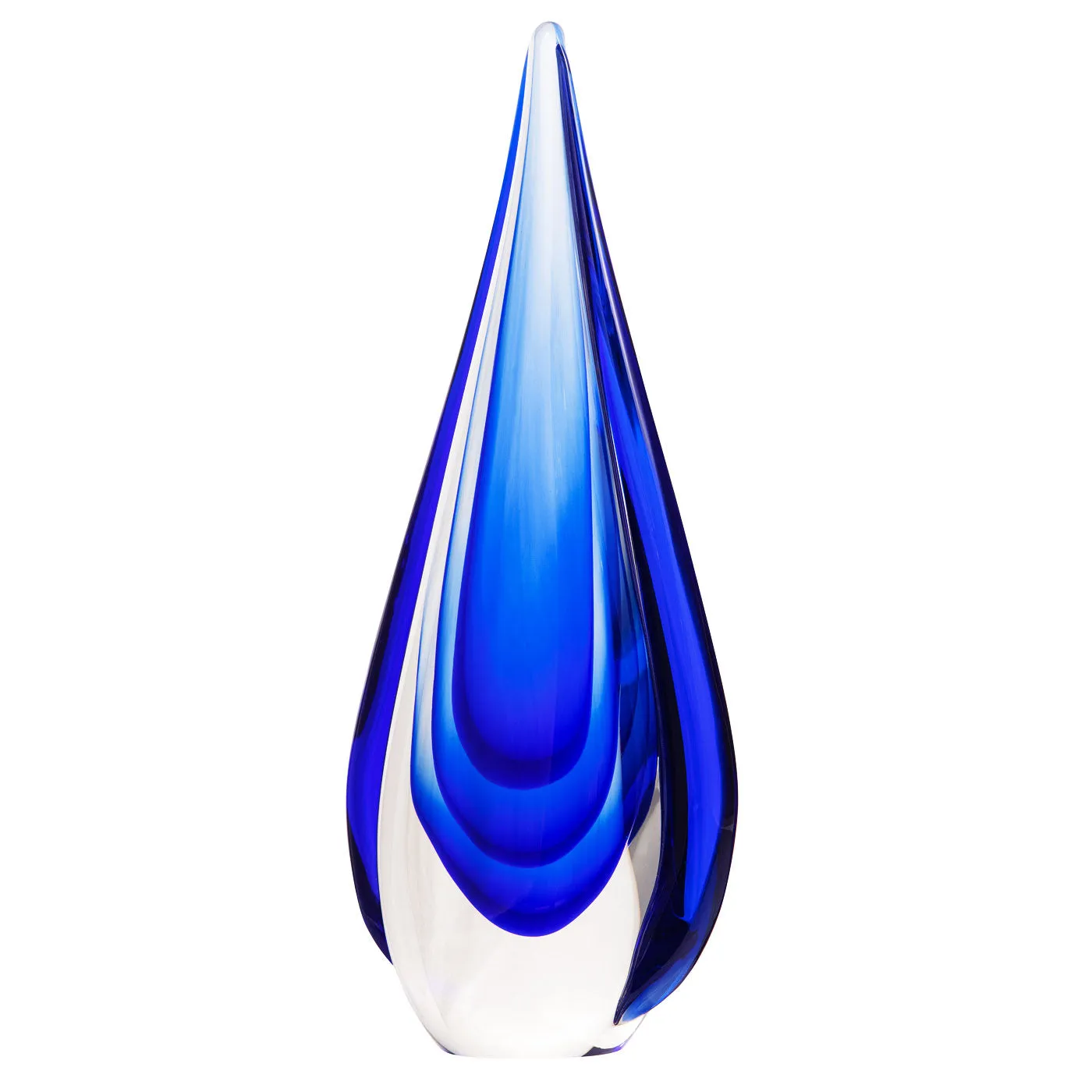 Hand Blown Water Drop Sommerso Art Glass Sculpture 8.5-13 inch tall