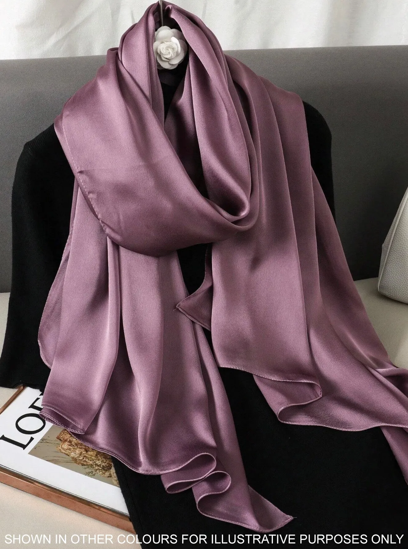 LONG PLAIN LIGHT GOLD SATIN SCARF SHAWL WRAP