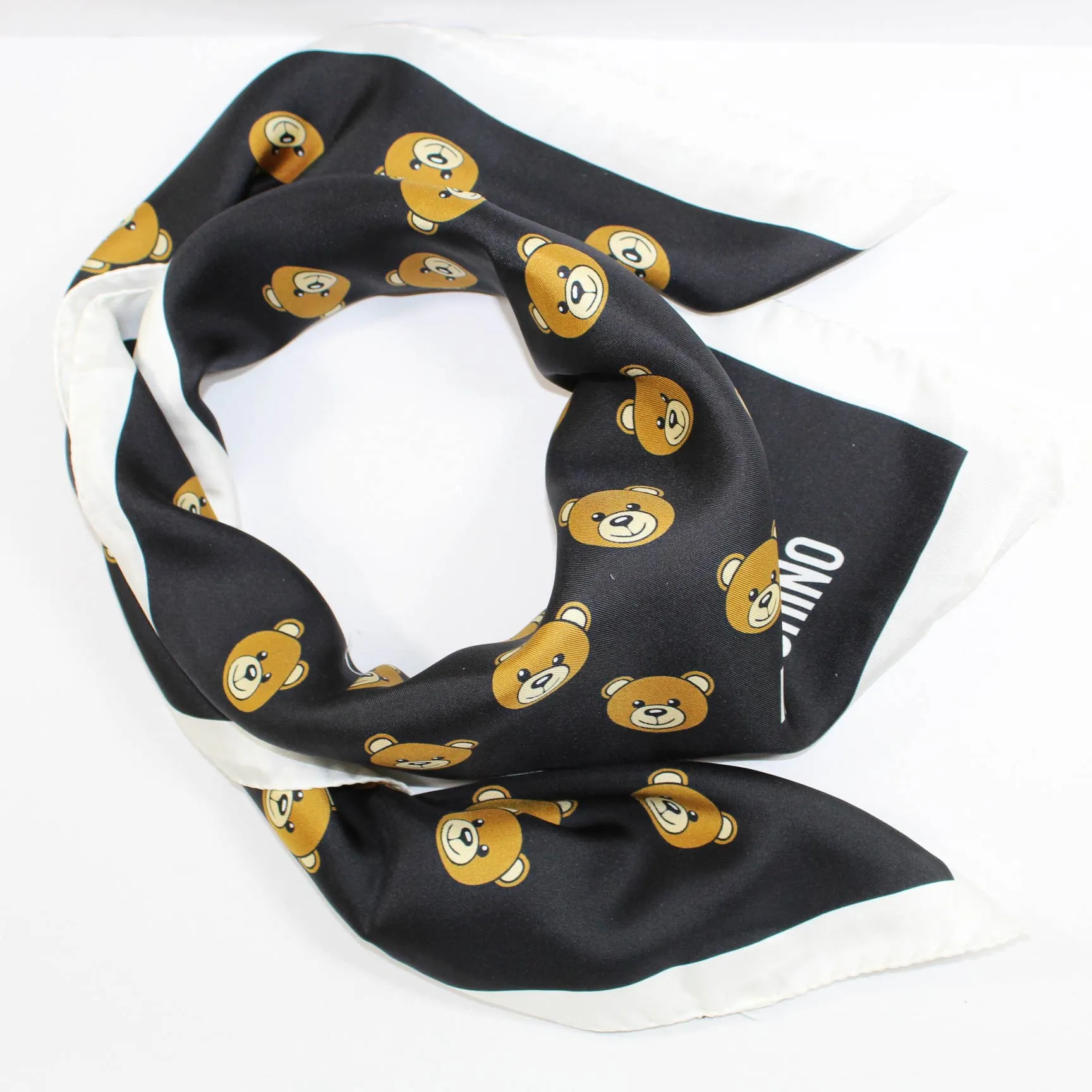 Moschino Scarf All-Over Moschino Teddy Bear - Large Square Silk Foulard SALE