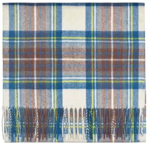 Muted Blue Stewart Tartan Lambswool Scarf