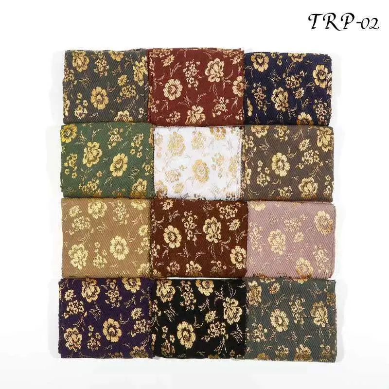 New Women Pleated Design Floral Shiny Light Weight Scarf