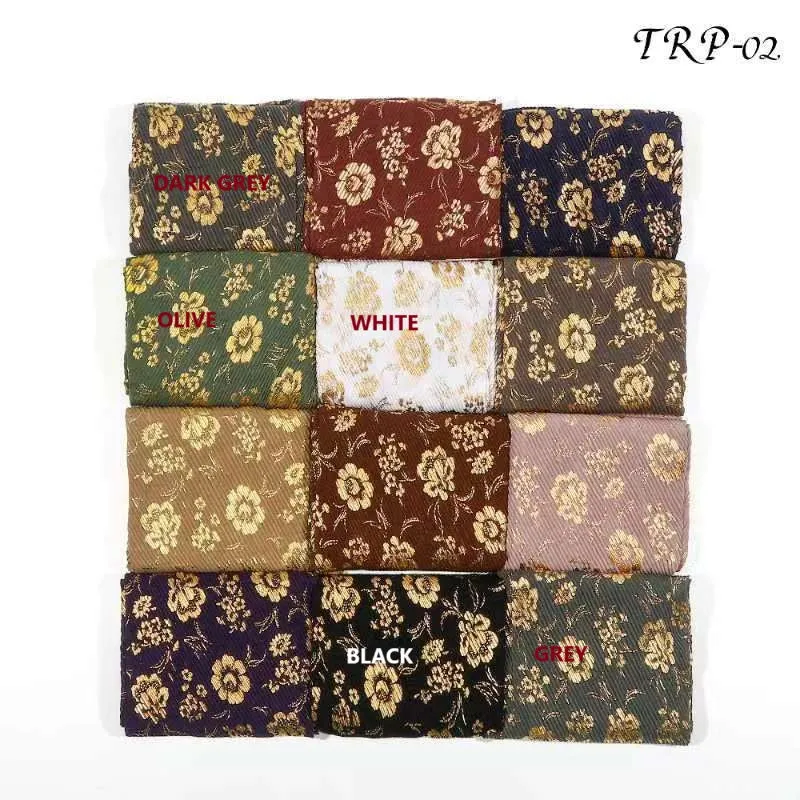 New Women Pleated Design Floral Shiny Light Weight Scarf