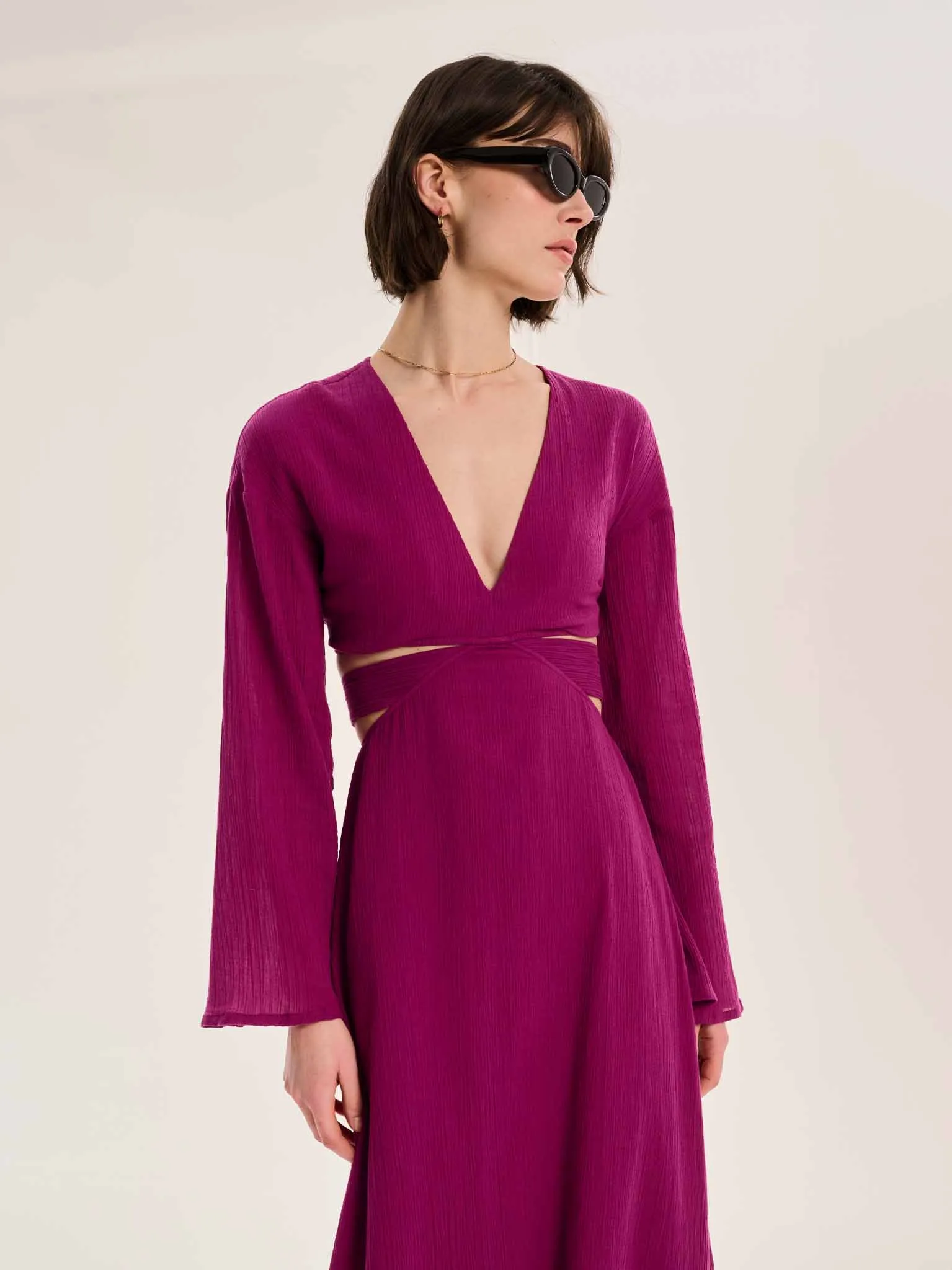 Orla Cut Out Maxi Dress in Purple