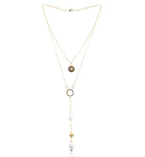 Pearl-Laden 24k Gold North Star Necklace from Colombian