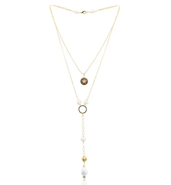 Pearl-Laden 24k Gold North Star Necklace from Colombian