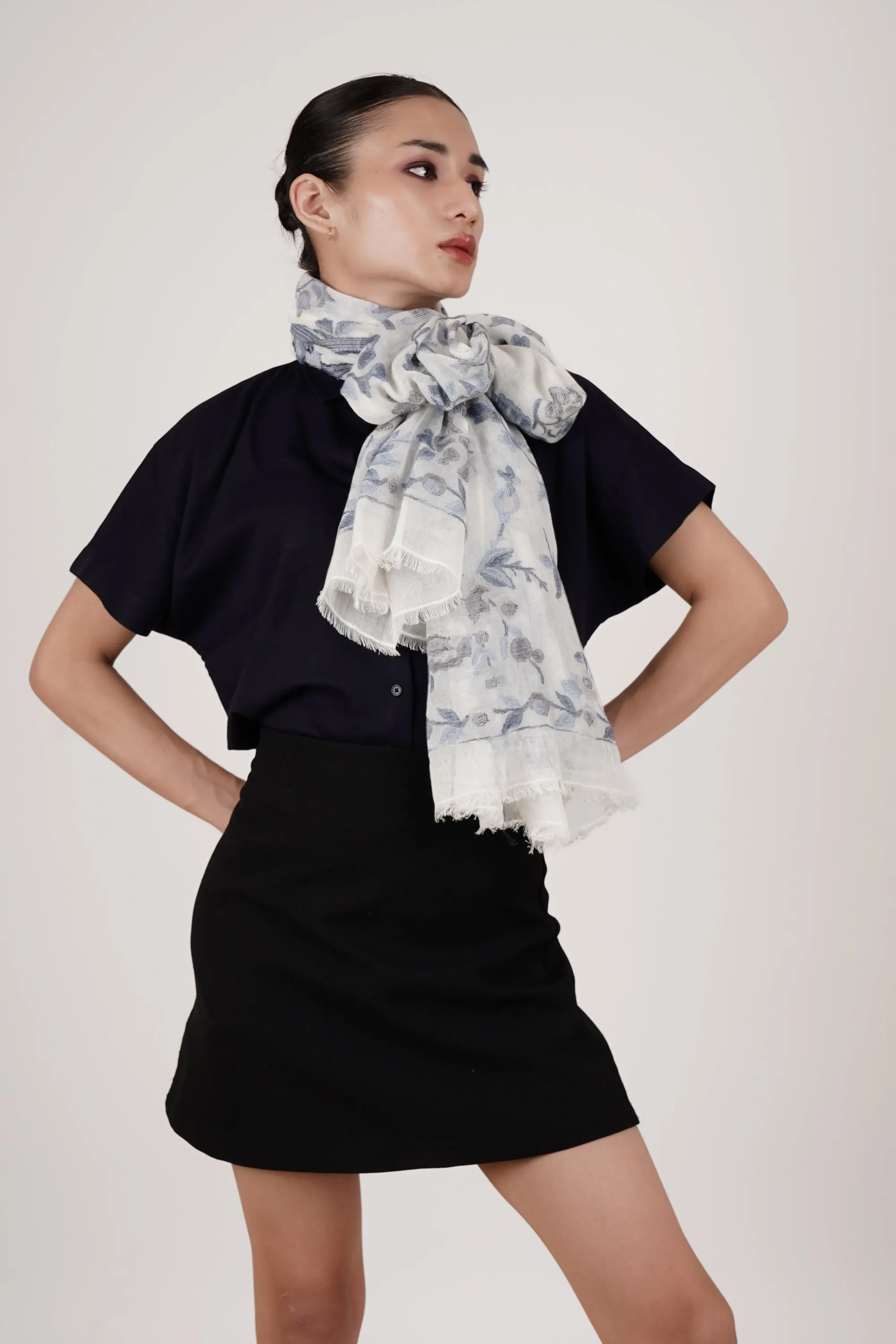 Raya 100% Cotton Scarf - Blue