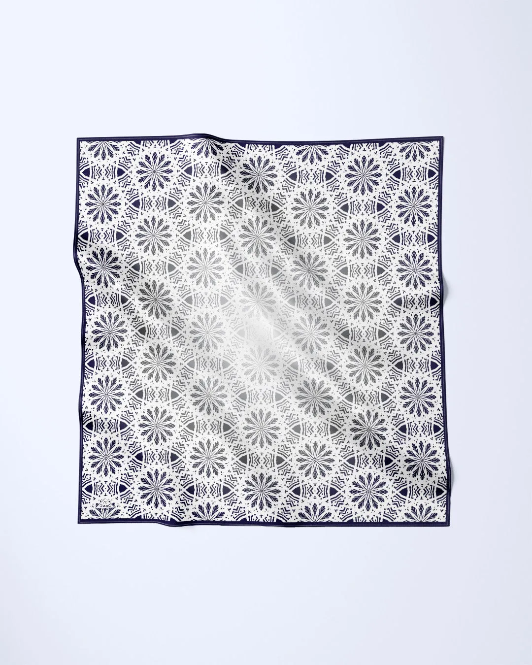 SUNNY LACE Mandala Designer Silk Scarf Black White by Alesia Chaika