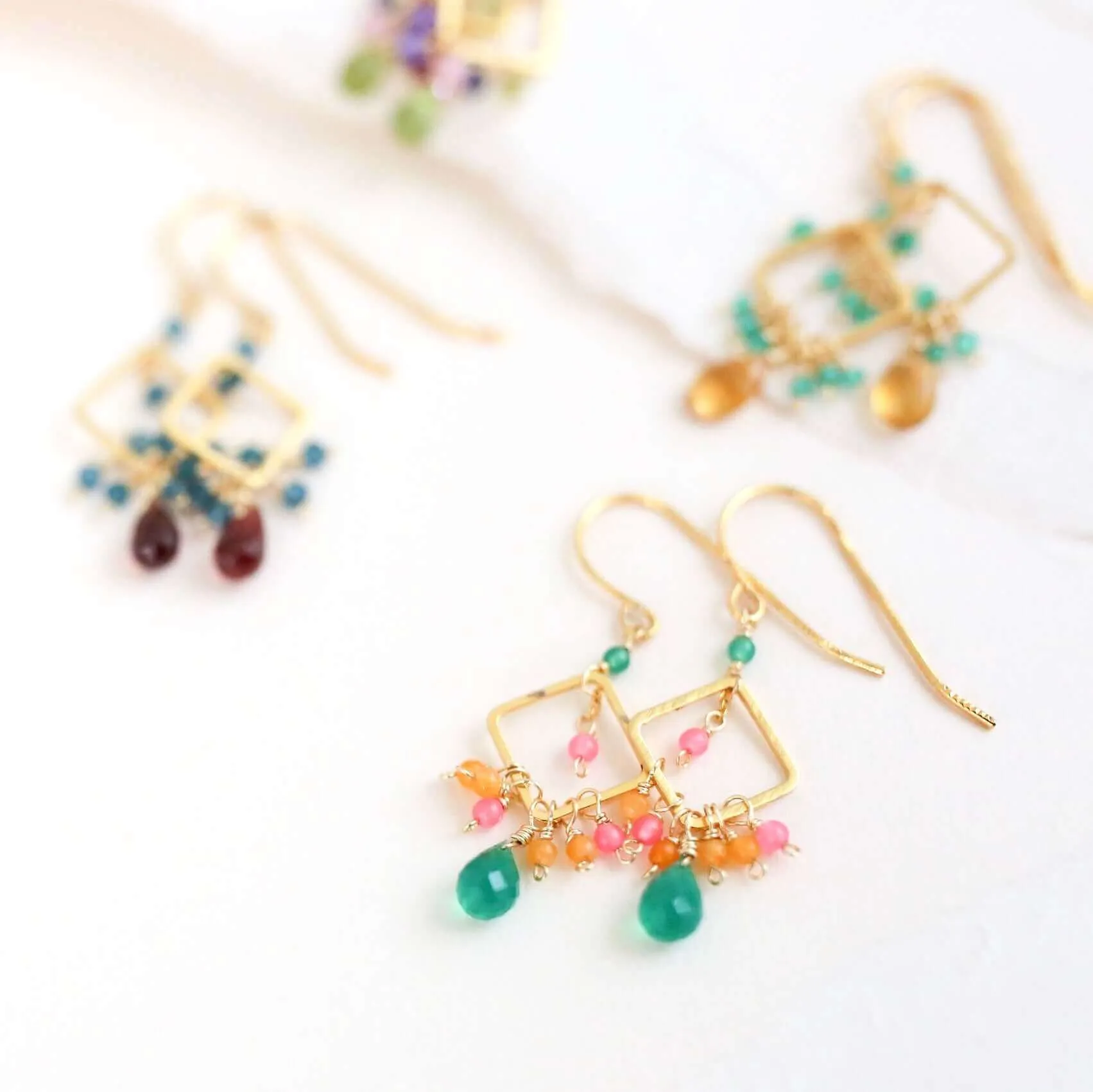 The Pixy Earring - Peridot and Rainbow Gems