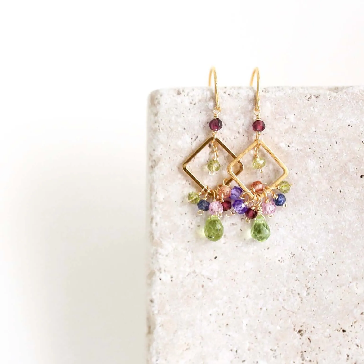 The Pixy Earring - Peridot and Rainbow Gems