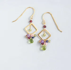 The Pixy Earring - Peridot and Rainbow Gems