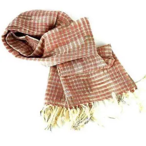 Wide Lightweight Open Weave Scarf in Clay Maya Traditions