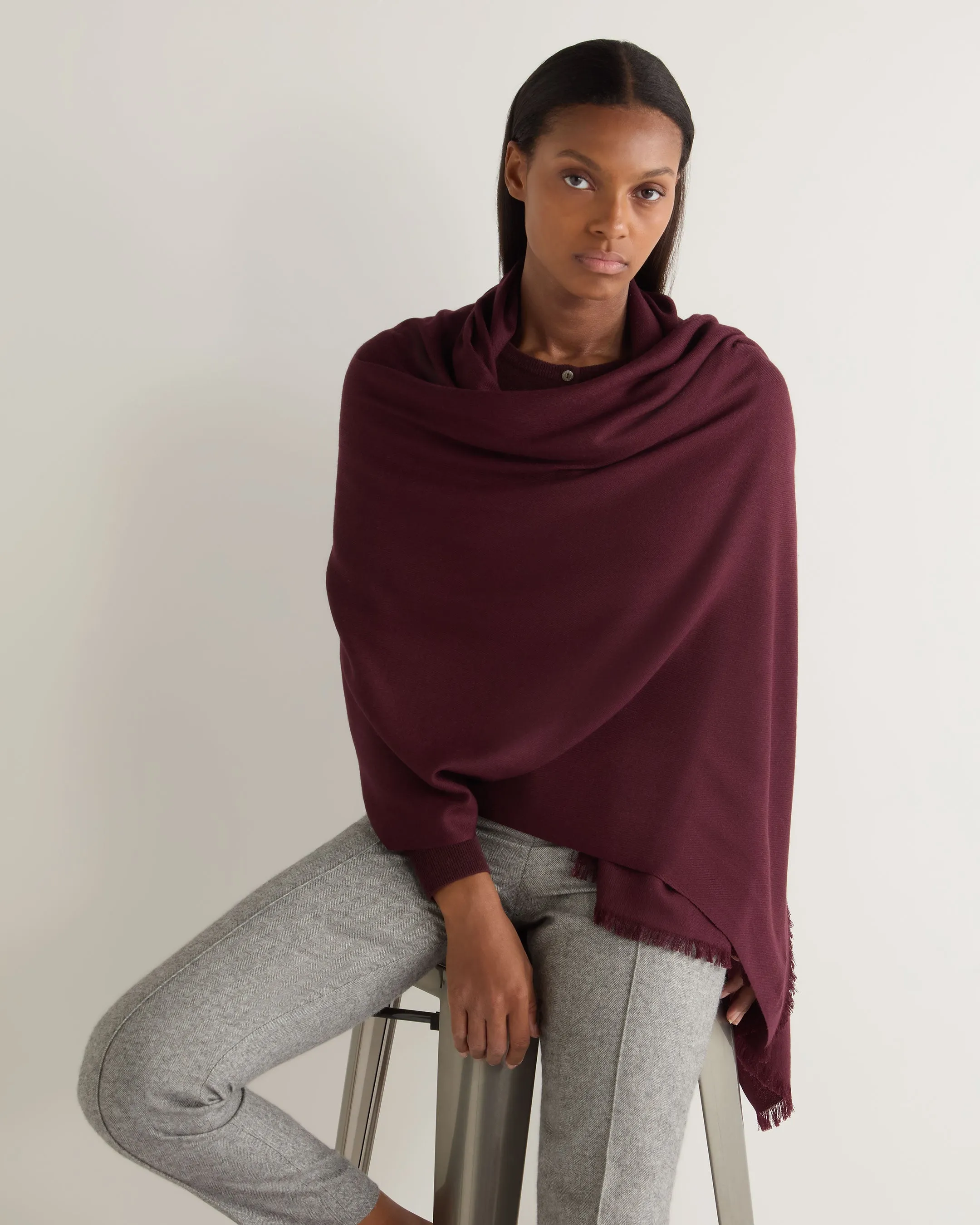 Women's Pashmina Cashmere Shawl Claret Red